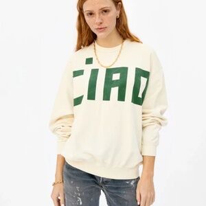 CLARE V. CREAM OVERSIZED CIAO SWEATSHIRT SIZE M